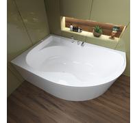 Baignoire d'angle 170x110 gauche avec tablier acrylique, bonde & pieds S | Set complet 4en1 baignoire acrylique originale siphon | BADLAND DORA