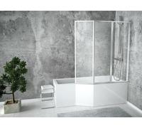 Baignoire d'angle 170x75 droite avec tablier acrylique, bonde & pieds S | Set complet 4en1 baignoire acrylique originale siphon | BADLAND INTEGRA