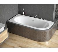 Baignoire d'angle 170x75 gauche avec revêtement en polystyrène, écoulement & pieds S | Set complet 4in1 baignoire originale acrylique siphon | BADLAND AVITA SLIM