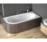 Baignoire d'angle 180x80 droite avec revêtement en polystyrène, écoulement & pieds S | Set complet 4in1 baignoire originale acrylique | BADLAND AVITA SLIM