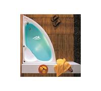Baignoire d'angle avec tablier en acrylique lucite KONCHILI 125x90x33 cm-Blanc-Gauche-Blanc-90--