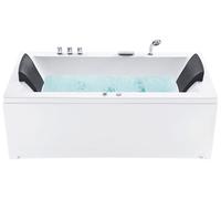 Baignoire d'Angle Droit Balnéo Blanche Rectangulaire 2 places avec Leds Varadero