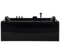 Baignoire d'Angle Gauche Balnéo Noire Rectangulaire 2 places avec Leds Varadero