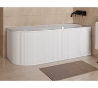 Baignoire d'angle striée - 170 x 80 x 60 cm - Acrylique - Blanc mat - Angle droit - 290 L - BARBORI