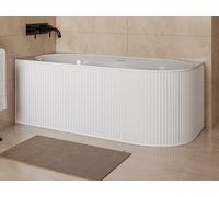 Baignoire d'angle striée - 170 x 80 x 60 cm - Acrylique - Blanc mat - Angle gauche - 290 L - BARBORI