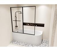 Baignoire douche blanche avec pare baignoire coulissant - 240 L - Angle gauche - ANIKA