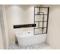 Baignoire douche blanche avec pare baignoire pivotant - 201 L - Angle droit - PONTICOLA
