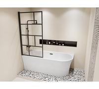 Baignoire douche blanche avec pare baignoire pivotant - 201 L - Angle gauche - PONTICOLA