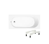Baignoire droite 160 x 70 VILLEROY & BOCH O.Novo + Pieds + Vidage WIRQUIN chromé