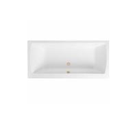 Baignoire droite rectangulaire 180x80cm avec pieds Neon blanc + Vidage WIRQUIN volet et clapet Doré