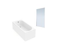 Baignoire droite VILLEROY ET BOCH Oberon quaryl 160 x 75 cm + Pare bain gauche AURYS Mist 1 chromé