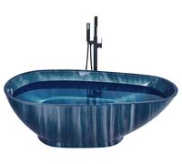 Baignoire en Acrylique Autoportante Forme Ovale Effet Marbre Bleue Marine Rioja