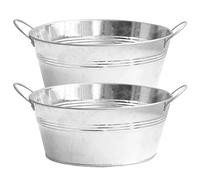 Baignoire galvanisée, planteur galvanisé 2pcs baignoire galvanisée ronde avec poignées robustes 9,76x4,33 pouces baignoires en zinc pour plantation, glacière, seau à glace, jardinière galvanis