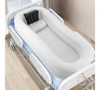 Baignoire Gonflable 220x100x38cm Blanche 2 Coussinets Pompe UE | 220x100x38cm, PVC résistant, double couche, 2 oreillers, pompe 130W, sac 10L, douchette, pour personnes âgées