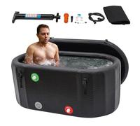 Baignoire gonflable pour athlètes, bain de glace autoportant, portable, 275 l/370 l, bain de glace ovale avec couvercle pour la maison, l'extérieur, la salle de sport, le fitness (132 x 70 x 54 cm)