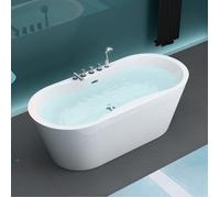 Baignoire îlot acrylique blanc ovale 170x80x63cm - MAI & MAI - Classique - Robinetterie et trop plein inclus