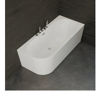 Baignoire Ilot Capri 170 droite blanche + robinetterie chromée 170 x76 x58 cm, by SPALINA - Blanc - 170 x76 x58 cm