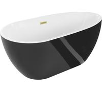 Baignoire îlot Mexen Eos 170 x 75 cm, blanc/noir, trop-plein doré brossé - 52471707575-55