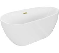 Baignoire îlot Mexen Eos 170 x 75 cm, blanche, trop-plein doré brossé - 52471707500-55
