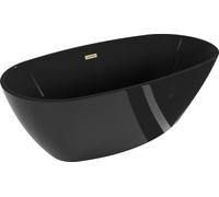 Baignoire îlot Mexen Eris 170 x 80 cm, noire, trop-plein doré brossé - 53441708070-55
