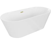 Baignoire îlot Mexen Flavia 170 x 75 cm, blanche, trop-plein doré brossé - 54031708000-55