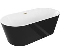 Baignoire îlot Mexen Luna 170 x 80 cm, blanc/noir, trop-plein doré brossé - 52031708075-55