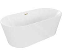 Baignoire îlot Mexen Luna 180 x 80 cm, blanche, trop-plein doré brossé - 52031808000-55