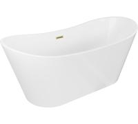 Baignoire îlot Mexen Montana 180 x 90 cm, blanche, trop-plein doré brossé - 52011809000-55