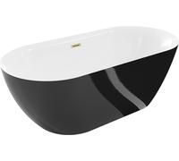 Baignoire îlot Mexen Roxy 170 x 80 cm, blanc/noir, trop-plein doré brossé - 51201708075-55
