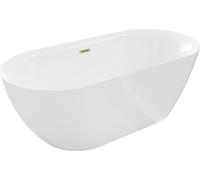 Baignoire îlot Mexen Roxy 170 x 80 cm, blanche, trop-plein doré brossé - 51201708000-55