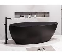 Baignoire îlot ovale - 160 x 82 x 58 cm - Acrylique - Noir mat - 245 L - APULIA