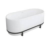 Baignoire îlot ovale avec décor métal - 160 x 74 x 60 cm - Acrylique - Blanche - 230 L - PLECO