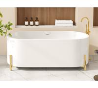 Baignoire îlot ovale avec pieds dorés - 160 x 73,5 x 59 cm - Blanche - ALONSA