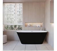 Baignoire îlot ovale bicolore - 260L - 160x73x60 cm - intérieur blanc - extérieur noir mat - Design moderne en acrylique