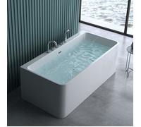 doporro Baignoire îlot rectangulaire 180cm blanc pour salle de bains Vicenza601 avec bonde et robinetterie 180x80x57cm