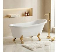 Baignoire îlot rétro 160x75 cm - 4 pieds patte de lion Doré Poli - Leona