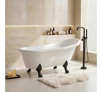 Baignoire îlot rétro 160x75 cm - 4 pieds patte de lion Noir - Leona