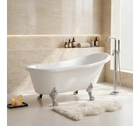Baignoire îlot rétro 170x70 cm - Siphon chrome + 4 pieds patte de lion Chrome - Leona