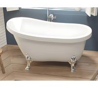 Baignoire îlot rétro avec pieds de lion argentés - 145 x 74 x 77 cm - Blanche - 200 L - NISOS II