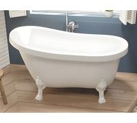 Baignoire îlot rétro avec pieds de lion blancs - 145 x 74 x 77 cm - Blanche - 200 L - NISOS II