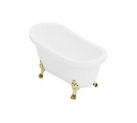 Vente-unique - Baignoire îlot rétro avec pieds de lion dorés - 145 x 74 x 77 cm - Blanche - 200 L - NISOS II