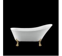 Baignoire îlot rétro BALMAIN 161 Blanche - Pattes de lion dorées