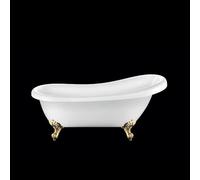 Baignoire îlot rétro sur pieds en acrylique - LE MONDE DU BAIN - RICHMOND 155 - Blanc - Pattes d'aigle dorées