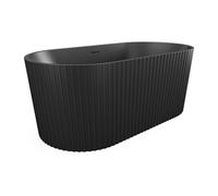 Baignoire îlot striée en acrylique - Noir mat - 230L - 170 x 80 x 58 cm - ALIENA