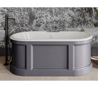 Baignoire îlot style campagne chic - 152 x 74 x 60 cm - Gris mat - 161 L - CAVASO