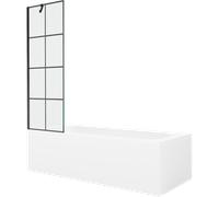 Baignoire Mexen Vega 170 x 70 cm avec paroi de douche noire, blanche, acrylique