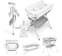 Baignoire Ms Innovaciones ZOE Gris avec Pieds, Table à Langer, Coussin Réducteur et Compartiment de Rangement