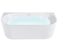 Baignoire Murale Ovale Acrylique Blanche Cannelée 167 x 73 cm Design Moderne Goc