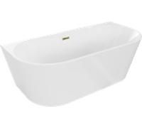 Baignoire murale ovale Mexen 160 x 80 cm blanche avec trop-plein doré 5267160...