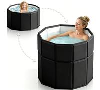 Baignoire Pliable Adulte 80x70 cm Noire - Accès Facile pour Seniors & Enfants, Bain de Glace & Spa Chaud, Convient à la Douche, Gain de Place, Structure Stable, Maison et Extérieur